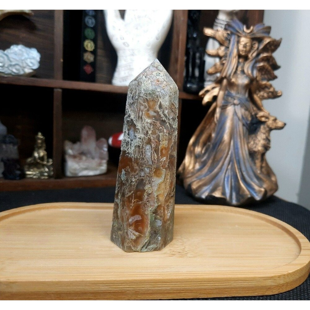Red Moss Agate Crystal Tower